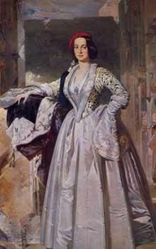 Ολόσωμος πίνακας της Βασίλισσας Αμαλίας με φορεσιά Αμαλία. Έργο του Νικηφόρου Λύτρα